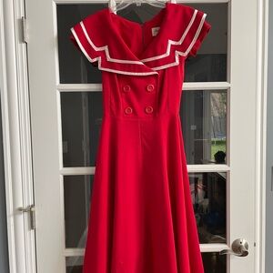 Bettie Page Red Sailor Dress size small